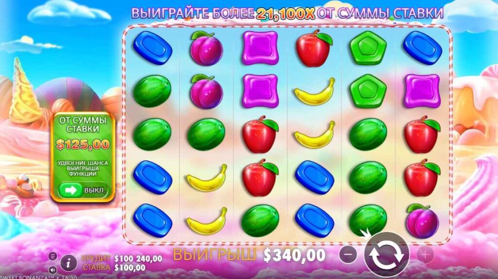 Процесс демо игры слота Sweet Bonanza