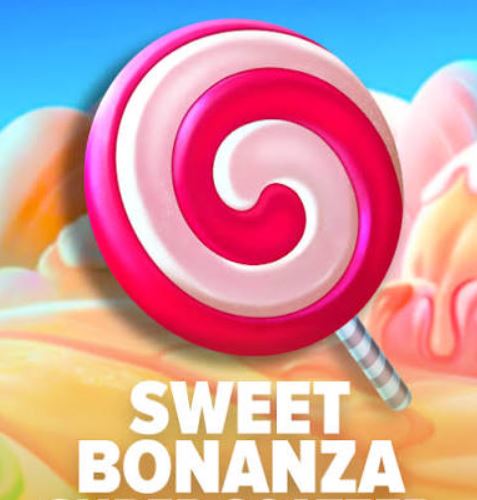 Большой леденец и надпись снизу Sweet Bonanza